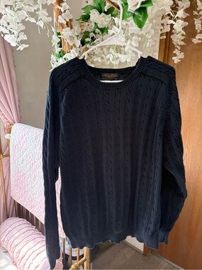 Brooks Brothers Navy Cable Knit Crewneck Sweater